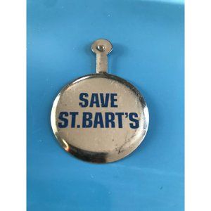 Vintage Save St Bart's Island Metal Tab Pin Advertising Promotion